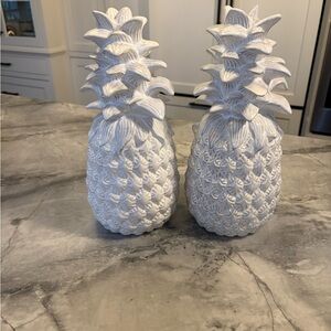 Pair of ceramic pineapples